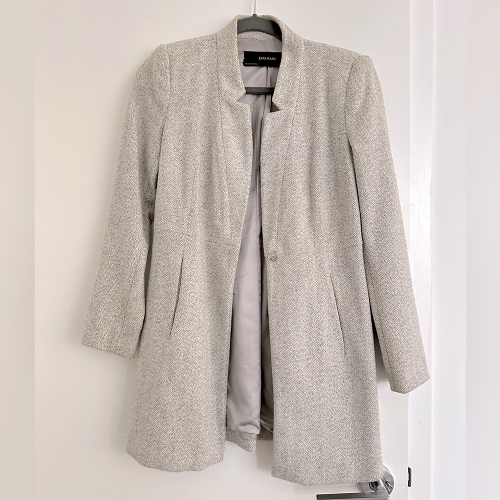 Zara basic light grey coat